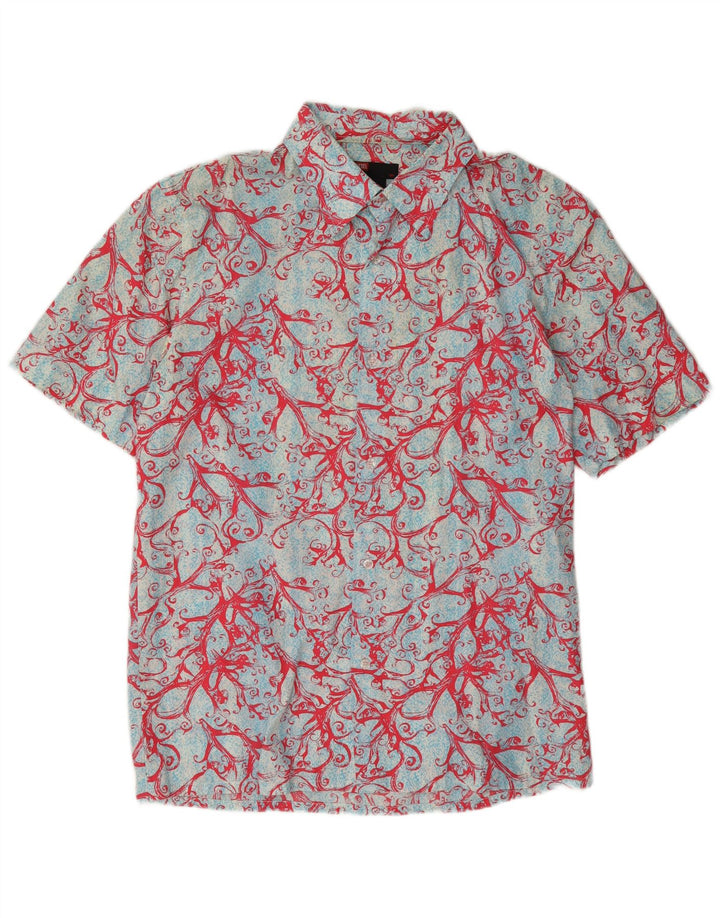 Diesel Mens Abstract Pattern Short Sleeve Shirt Large Blue