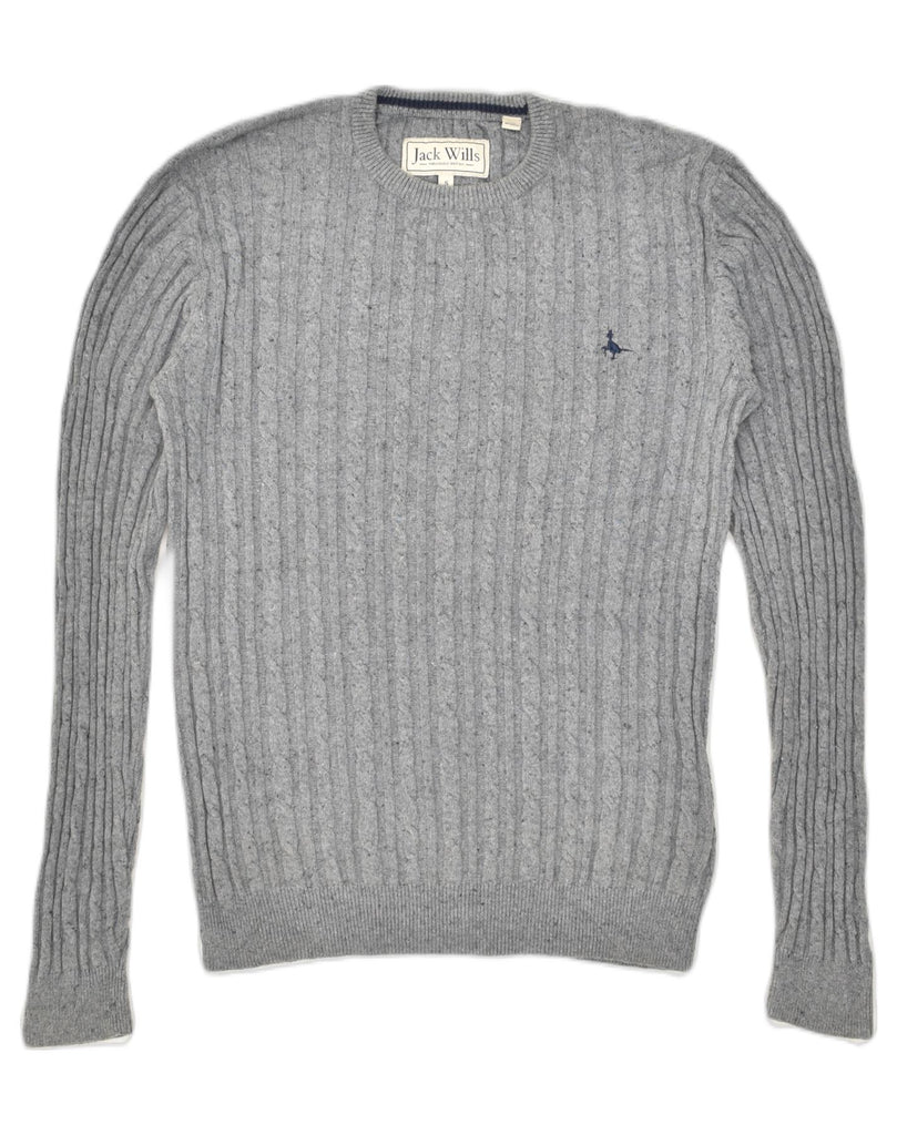 JACK WILLS Mens Crew Neck Jumper Sweater Small Grey Cotton | Vintage Jack Wills | Thrift | Second-Hand Jack Wills | Used Clothing | Messina Hembry 