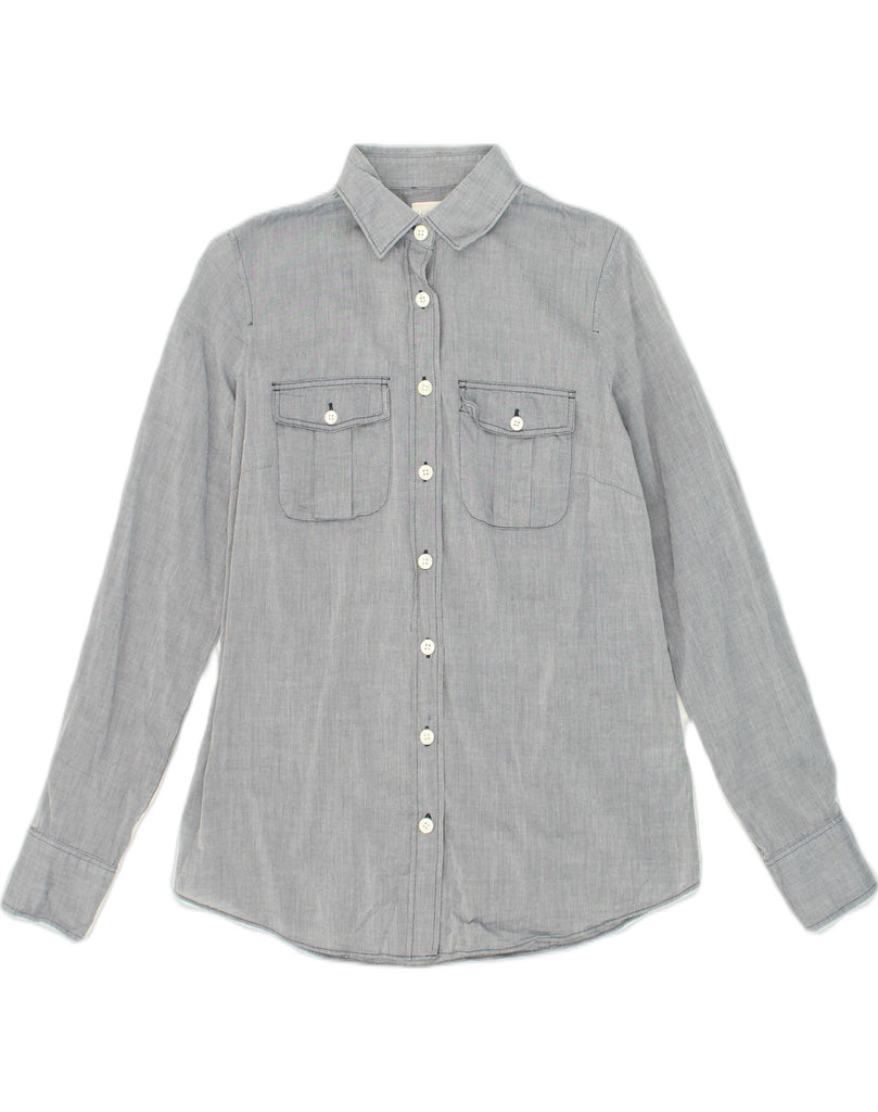 J. CREW Womens Perfect Fit Shirt UK 6 XS Grey Cotton | Vintage J. Crew | Thrift | Second-Hand J. Crew | Used Clothing | Messina Hembry 