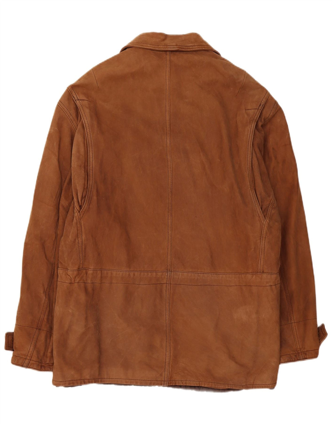 VINTAGE Mens Leather Coat UK 42 XL Brown