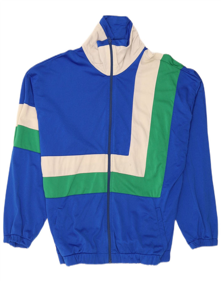 Vintage Mens Tracksuit Top Jacket Small Blue Colourblock