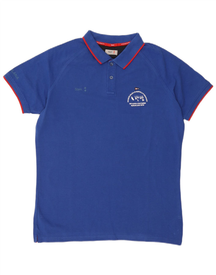 Slam Mens Graphic Polo Shirt XL Blue Cotton