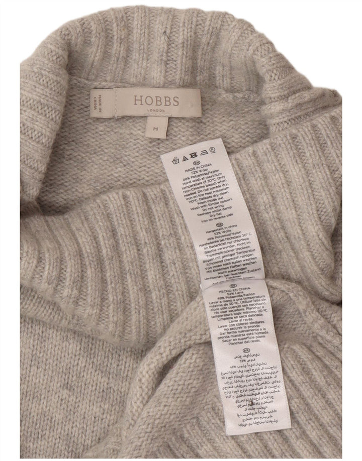 Hobbs Womens Crop Turtle Neck Jumper Sweater UK 14 Medium Grey Wool