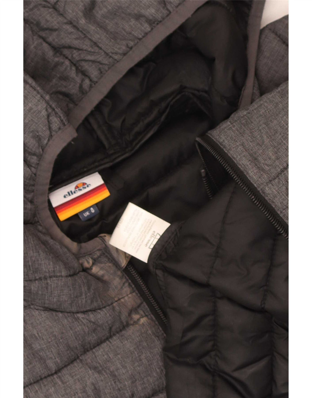 Ellesse Womens Hooded Padded Jacket UK 8 Small Grey Polyester