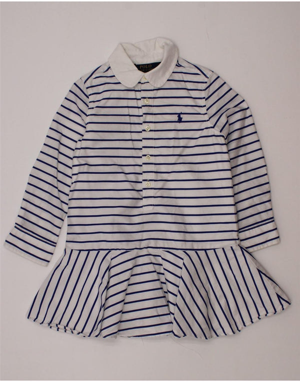 Polo Ralph Lauren Girls Pullover Shirt Dress 2-3 Years White Striped Cotton