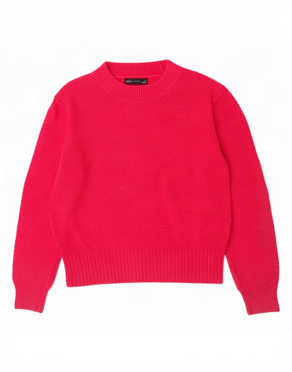 Marks & Spencer Womens Turtle Neck Jumper Sweater UK 12 Medium Pink Cotton