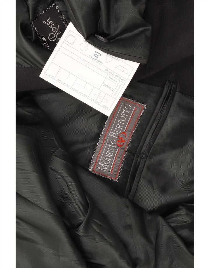 Modesto Bertotto Mens 1 Button Blazer Jacket IT 52 XL Black Wool