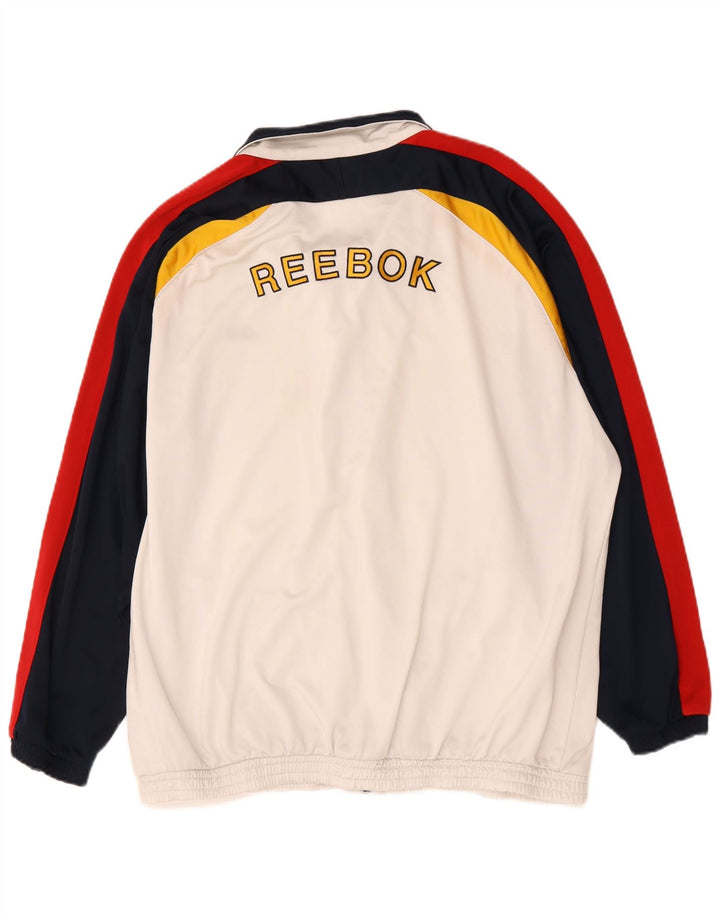 Reebok Mens Graphic Loose Fit Tracksuit Top Jacket Large White Colourblock