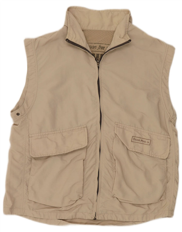 Think Pink Mens Utility Gilet IT 50 Large Beige Nylon