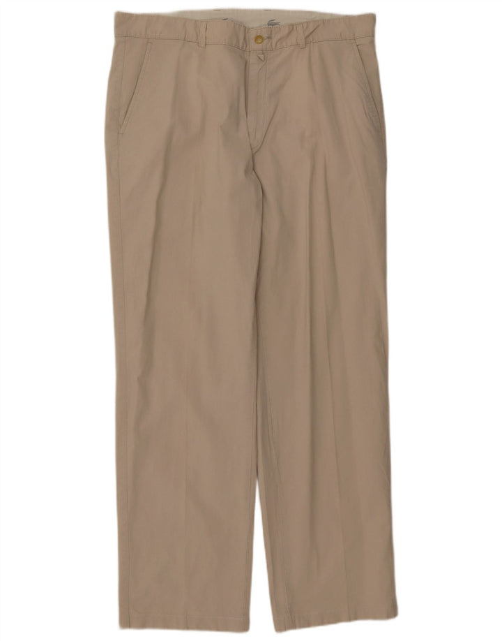 LACOSTE Mens Straight Chino Trousers Size 48 XL W38 L31 Beige Cotton
