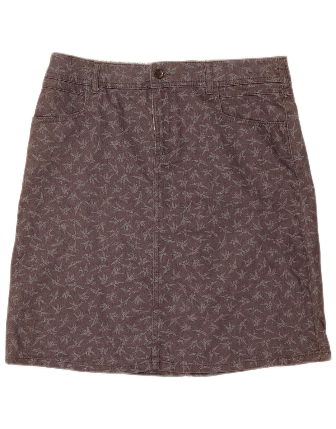 White Stuff Womens Abstract Pattern Denim Skirt UK 12 Medium W32 Grey