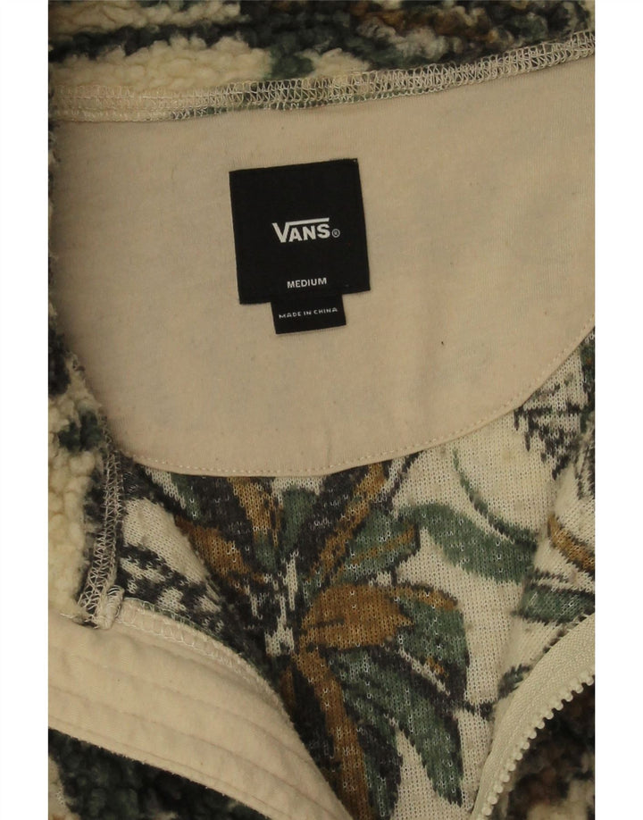 Vans Mens Fleece Jacket UK 38 Medium Green Floral Polyester