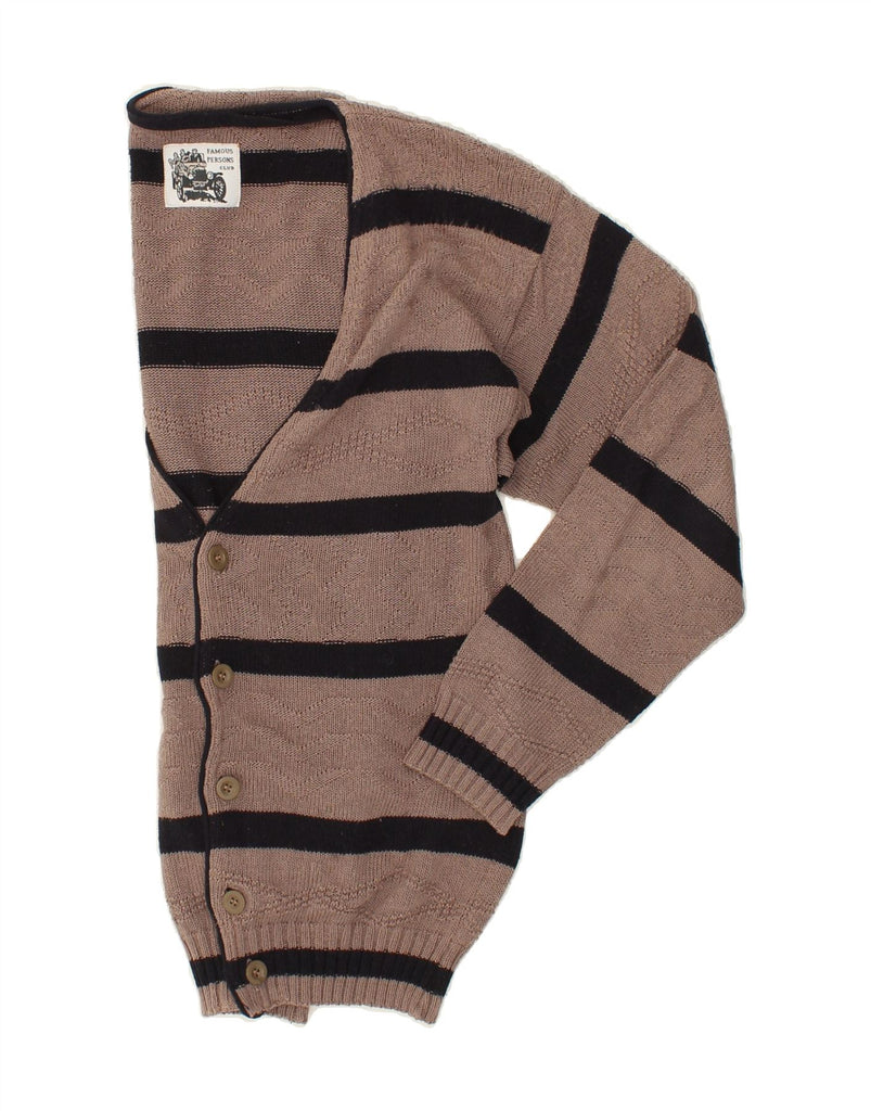 VINTAGE Mens Cardigan Sweater Medium Brown Striped Vintage Vintage and Second-Hand Vintage from Messina Hembry 