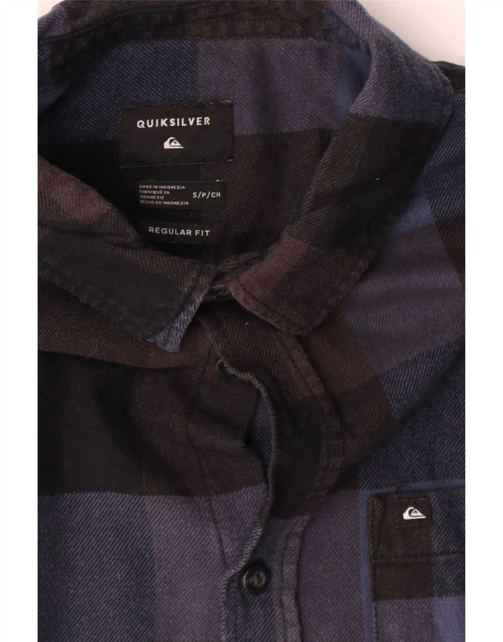 Quiksilver Mens Regular Fit Flannel Shirt Small Navy Blue Gingham Cotton