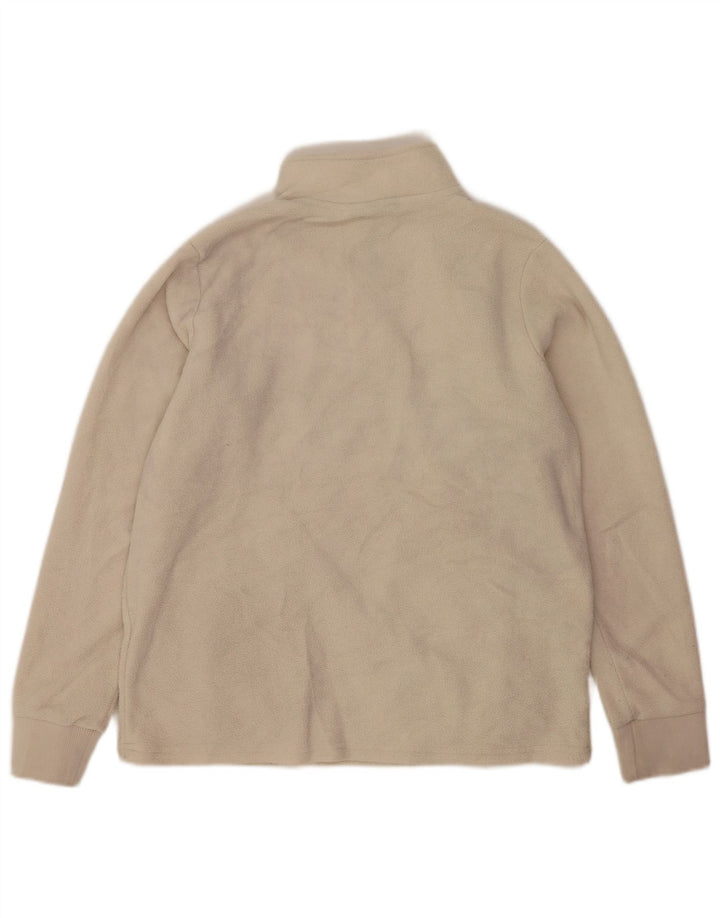 Nautica Mens Graphic Zip Neck Fleece Jumper Medium Off White Polyester