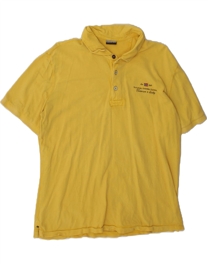 NAPAPIJRI Mens Polo Shirt Large Yellow Cotton Vintage Napapijri and Second-Hand Napapijri from Messina Hembry 