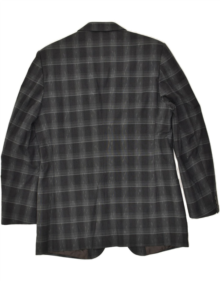 BIANCHI Mens 2 Button Blazer Jacket IT 52 XL Grey Check Cotton | Vintage Bianchi | Thrift | Second-Hand Bianchi | Used Clothing | Messina Hembry 