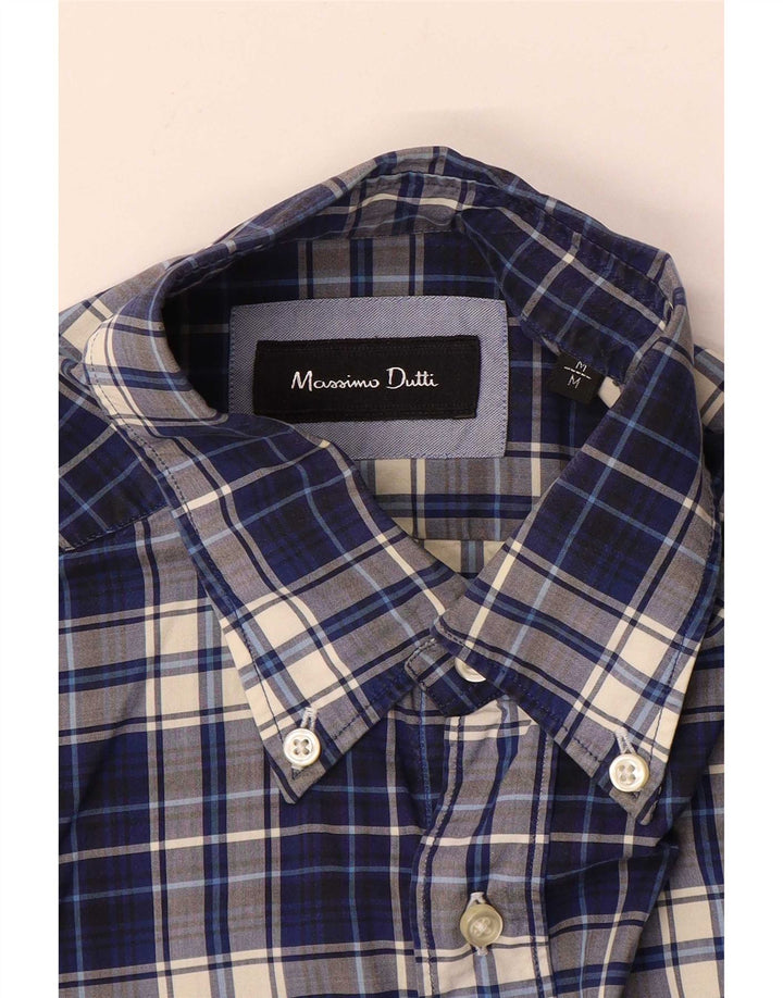 Massimo Dutti Mens Shirt Medium Blue Plaid