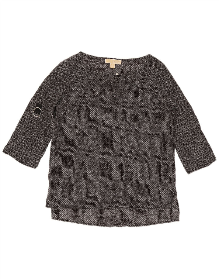 MICHAEL KORS Womens Top 3/4 Sleeve UK 10 Small Black Geometric Polyester