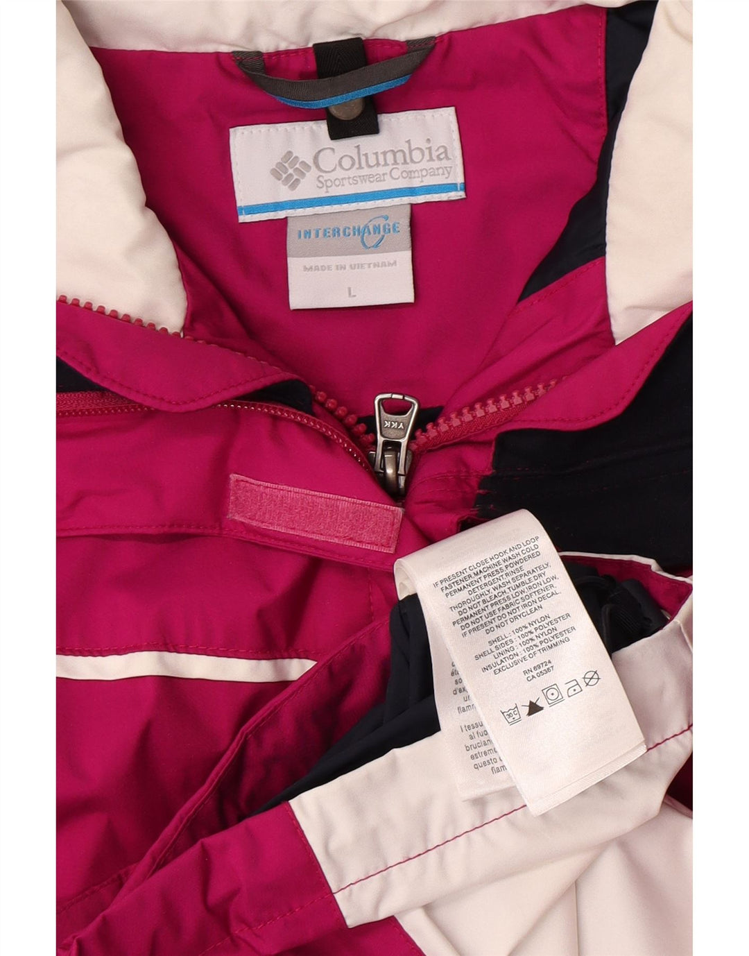 Columbia Womens Interchange Rain Jacket UK 16 Large Pink Colourblock Nylon