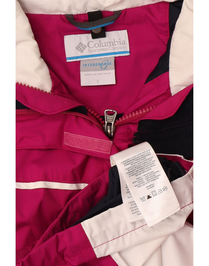 Columbia Womens Interchange Rain Jacket UK 16 Large Pink Colourblock Nylon