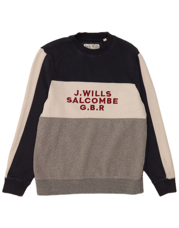 Jack Wills Mens Salcombe Sweatshirt Jumper Large Multicoloured Colourblock