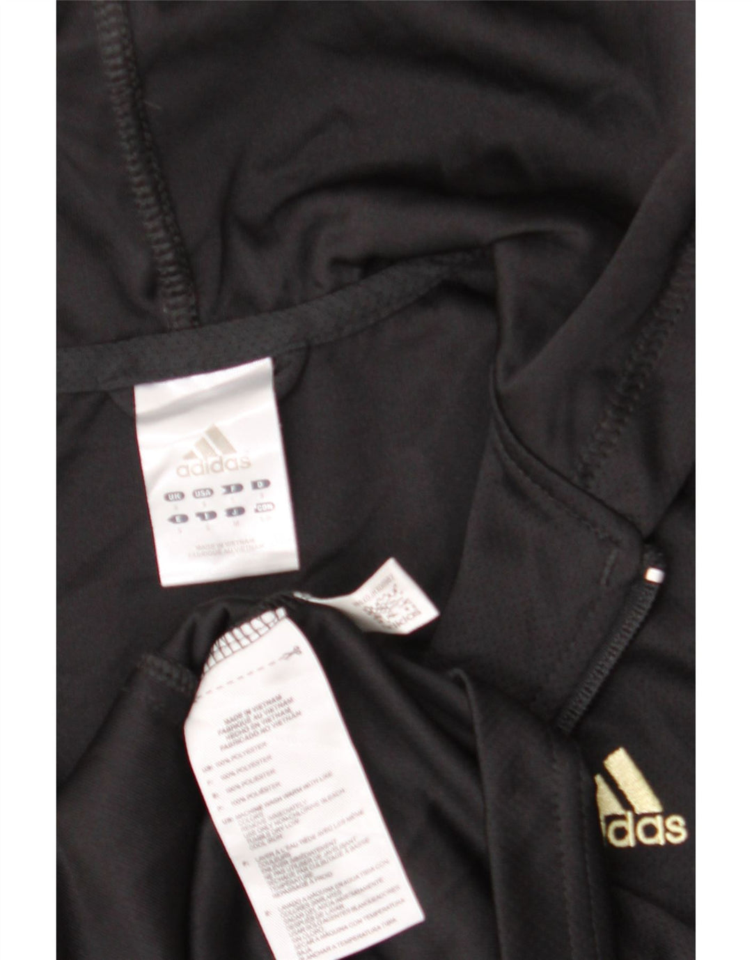 Adidas Womens Hooded Tracksuit Top Jacket UK 8 Small Black Polyester