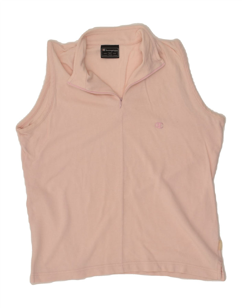 CHAMPION Womens Zip Neck Vest Top UK 12 Medium Pink | Vintage Champion | Thrift | Second-Hand Champion | Used Clothing | Messina Hembry 