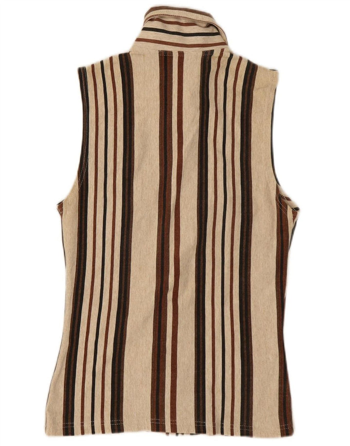 PHARD Womens Sleeveless Shirt UK 8 Small Beige Striped