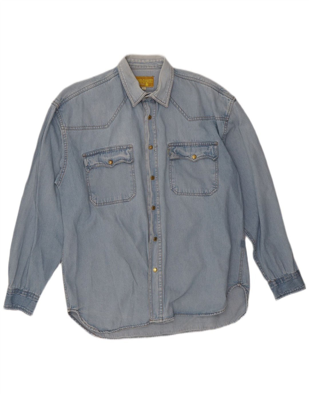 Vintage Mens Denim Shirt Large Blue