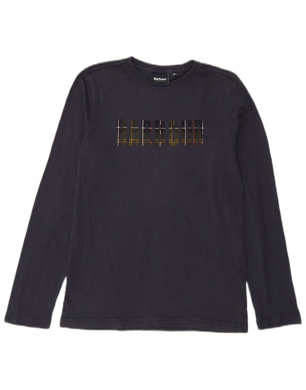 Barbour Boys Graphic Top Long Sleeve 12-13 Years XL Navy Blue Cotton