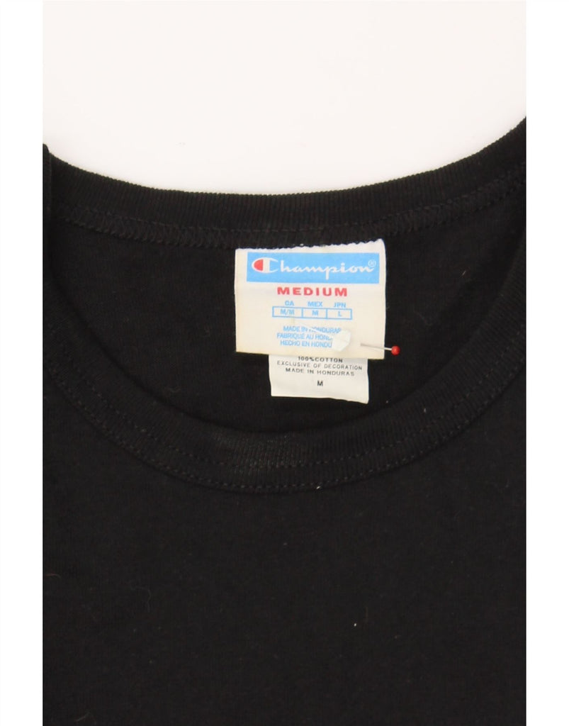 CHAMPION Mens Graphic T-Shirt Top Medium Black Cotton Vintage Champion and Second-Hand Champion from Messina Hembry 