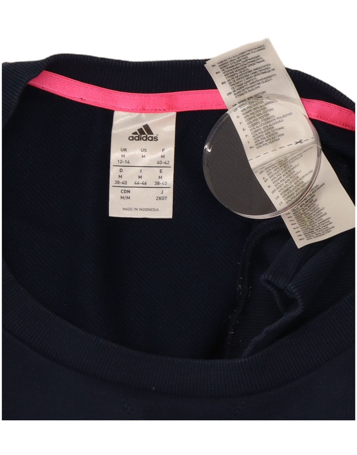 Adidas Womens Climalite Graphic Sweatshirt Jumper UK 12/14 Medium Navy Blue