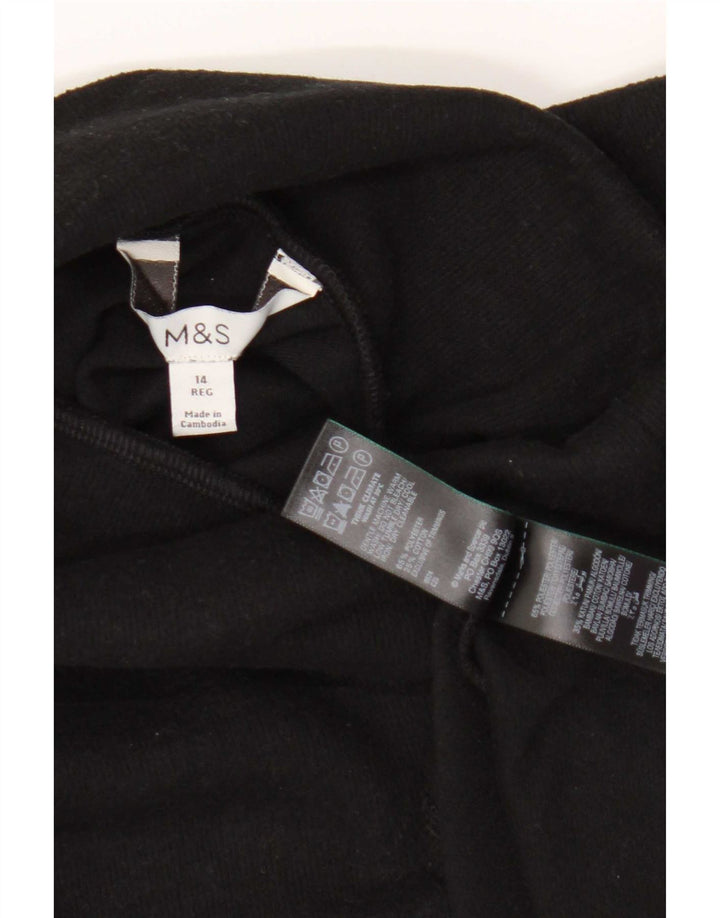 Marks & Spencer Womens Long Sleeve Jumper Dress UK 14 Large Black Polyester