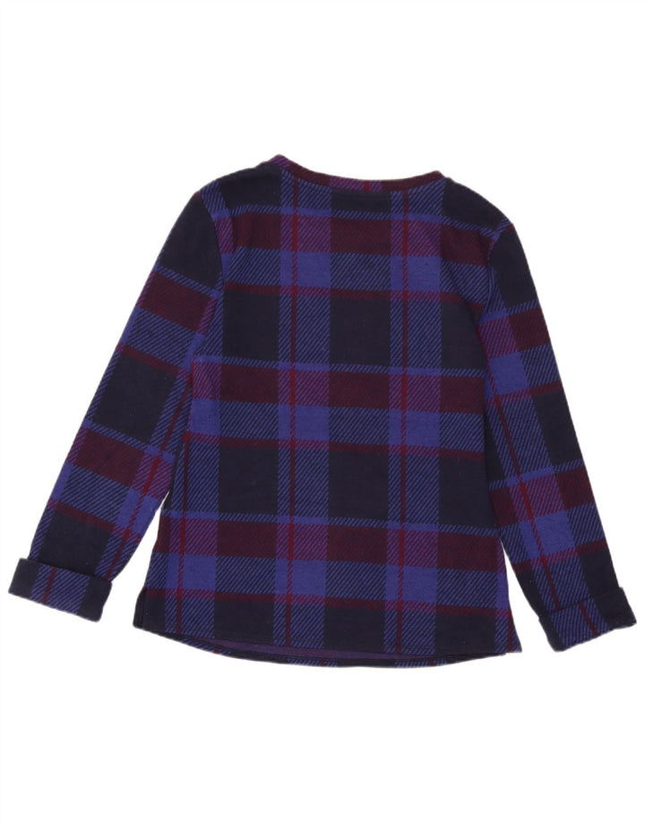Marks & Spencer Womens Top Long Sleeve UK 6 XS Navy Blue Check Polyester