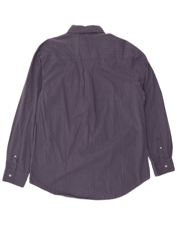 Timberland Mens Shirt Large Navy Blue Pinstripe Cotton