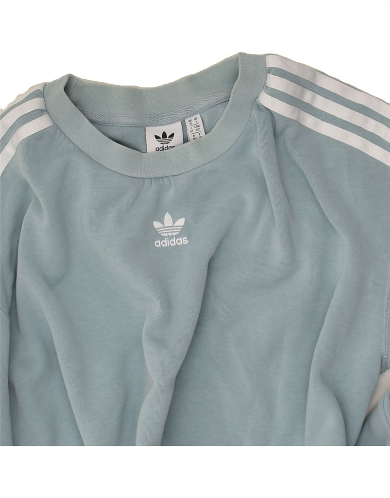 ADIDAS Womens Oversized Sweatshirt Jumper UK 10 Small Blue Cotton | Vintage Adidas | Thrift | Second-Hand Adidas | Used Clothing | Messina Hembry 