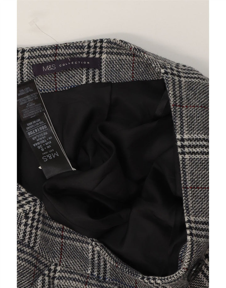 Marks & Spencer Womens Mini Skirt UK 8 Small W28  Grey Houndstooth Acrylic