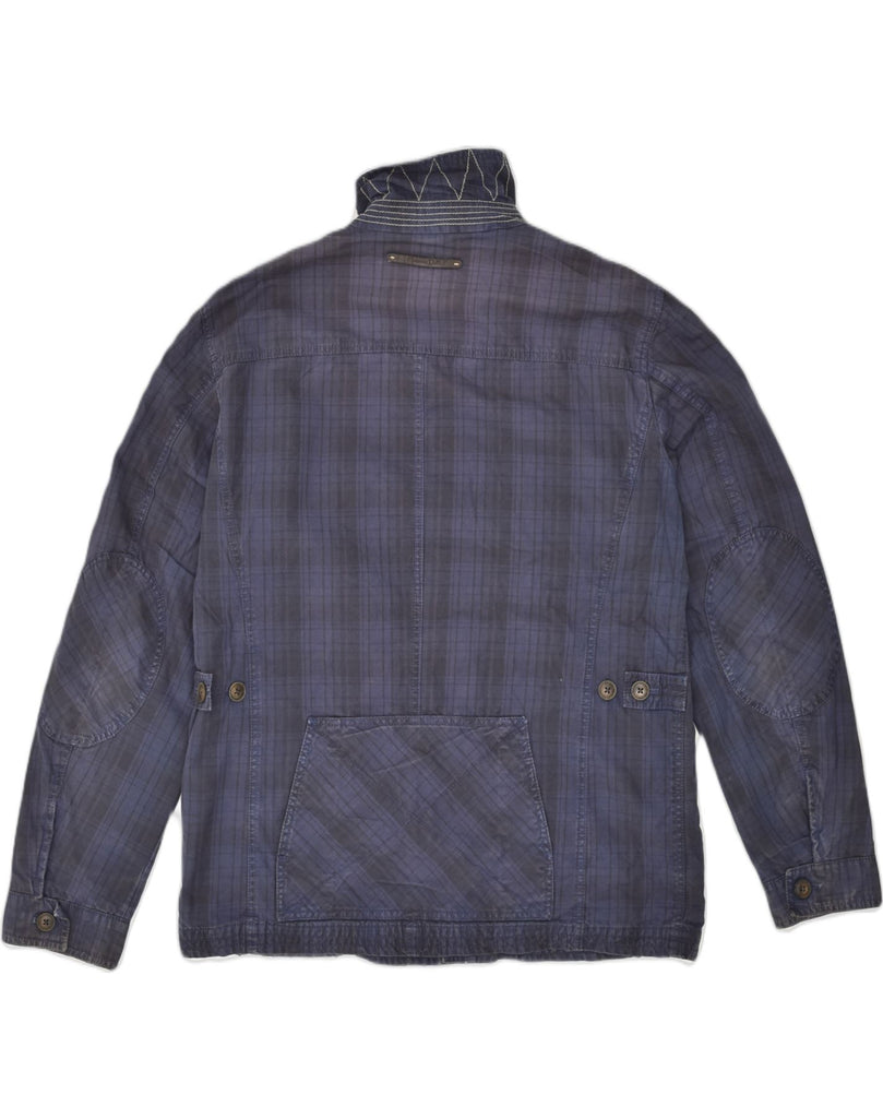 MASSIMO DUTTI Mens Utility Jacket UK 42 XL Blue Check Cotton | Vintage Massimo Dutti | Thrift | Second-Hand Massimo Dutti | Used Clothing | Messina Hembry 