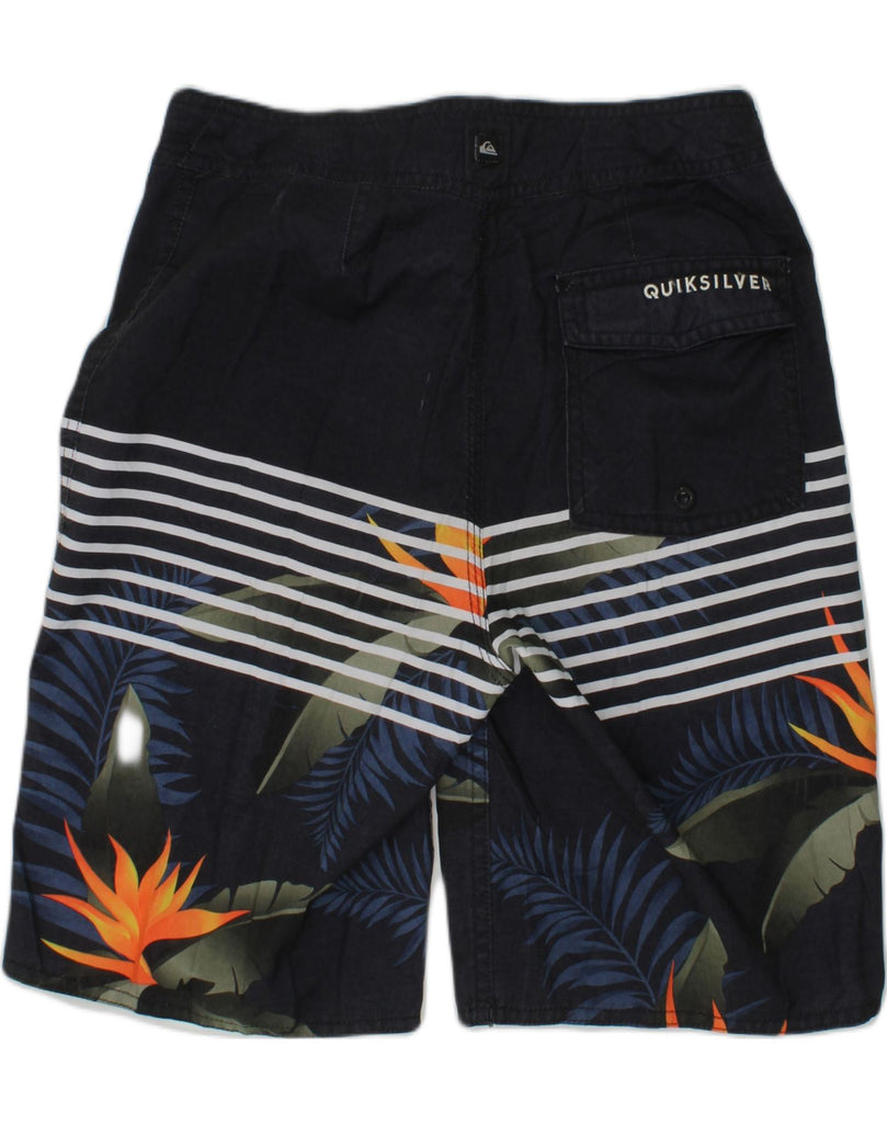 QUIKSILVER Mens Graphic Swimming Shorts W26 XS Black Floral Polyester | Vintage Quiksilver | Thrift | Second-Hand Quiksilver | Used Clothing | Messina Hembry 