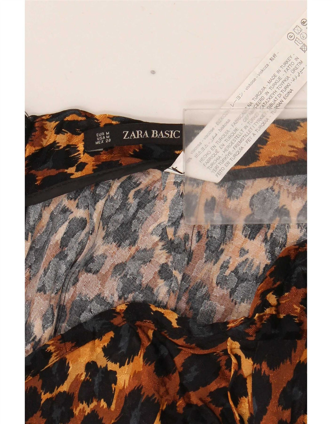 Zara Womens Asymmetrical Skirt Medium W28 Brown Animal Print Viscose