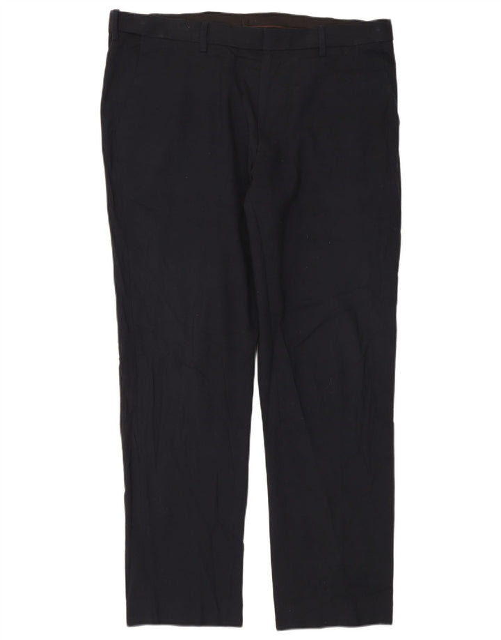 Marks & Spencer Mens Regular Fit Suit Trousers W38 L31 Navy Blue Polyester