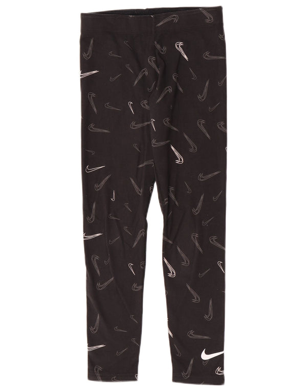 Nike Girls Graphic Leggings 13-14 Years XL Black Cotton