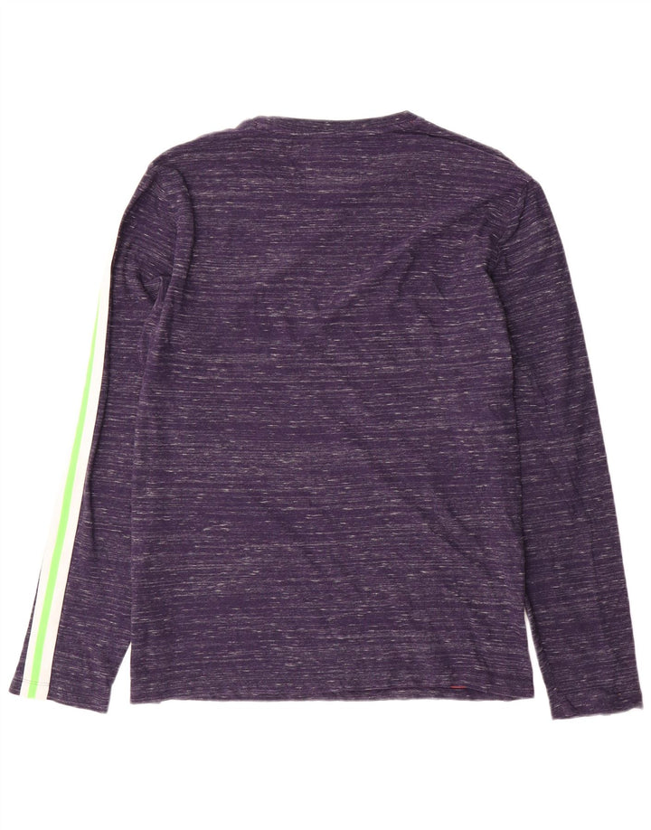 Superdry Mens Top Long Sleeve Large Navy Blue Flecked Cotton