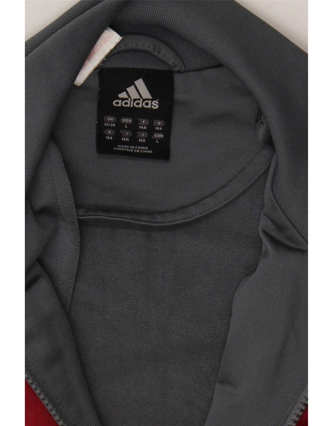 Adidas Boys Tracksuit Top Jacket 13-14 Years Grey Colourblock Polyester