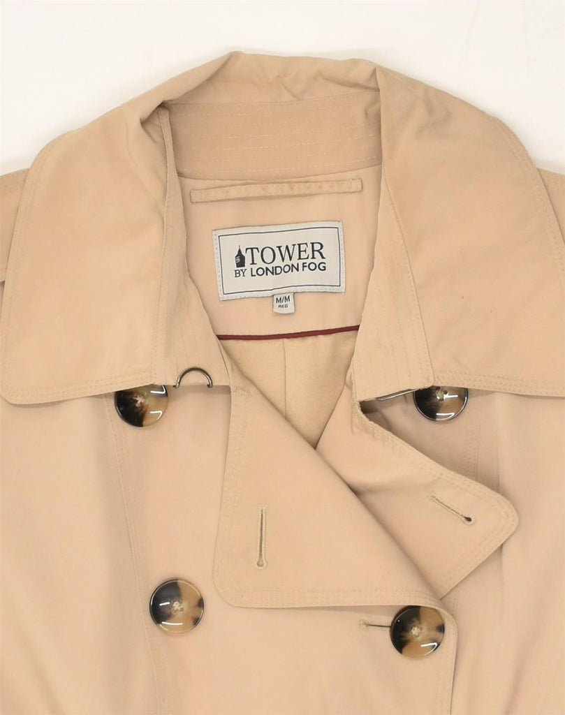 LONDON FOG Womens Double Breasted Coat UK 14 Medium Beige Cotton | Vintage London Fog | Thrift | Second-Hand London Fog | Used Clothing | Messina Hembry 