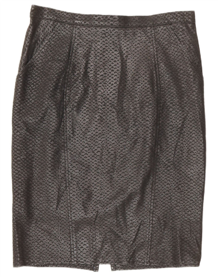 Vintage Womens Leather Skirt W34 Large Black Spotted