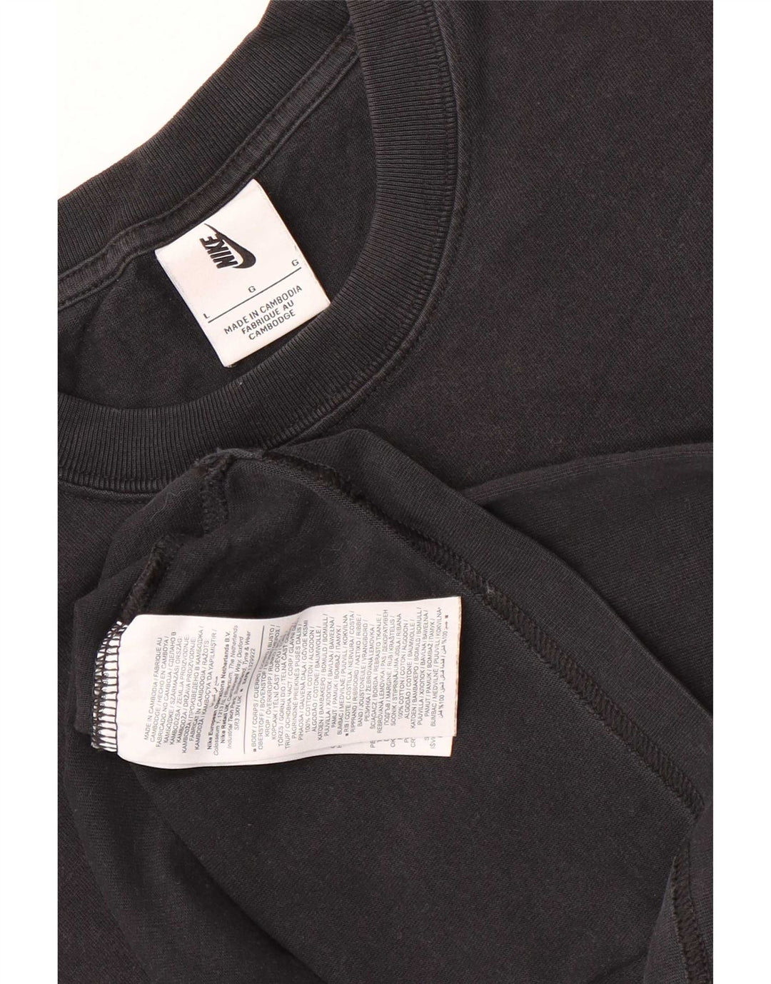Nike Mens T-Shirt Top Large Black Cotton