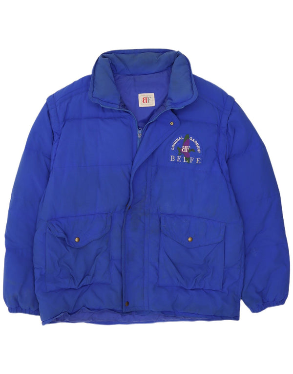 Belfe Mens Padded Jacket IT 50 Large Blue Polyester
