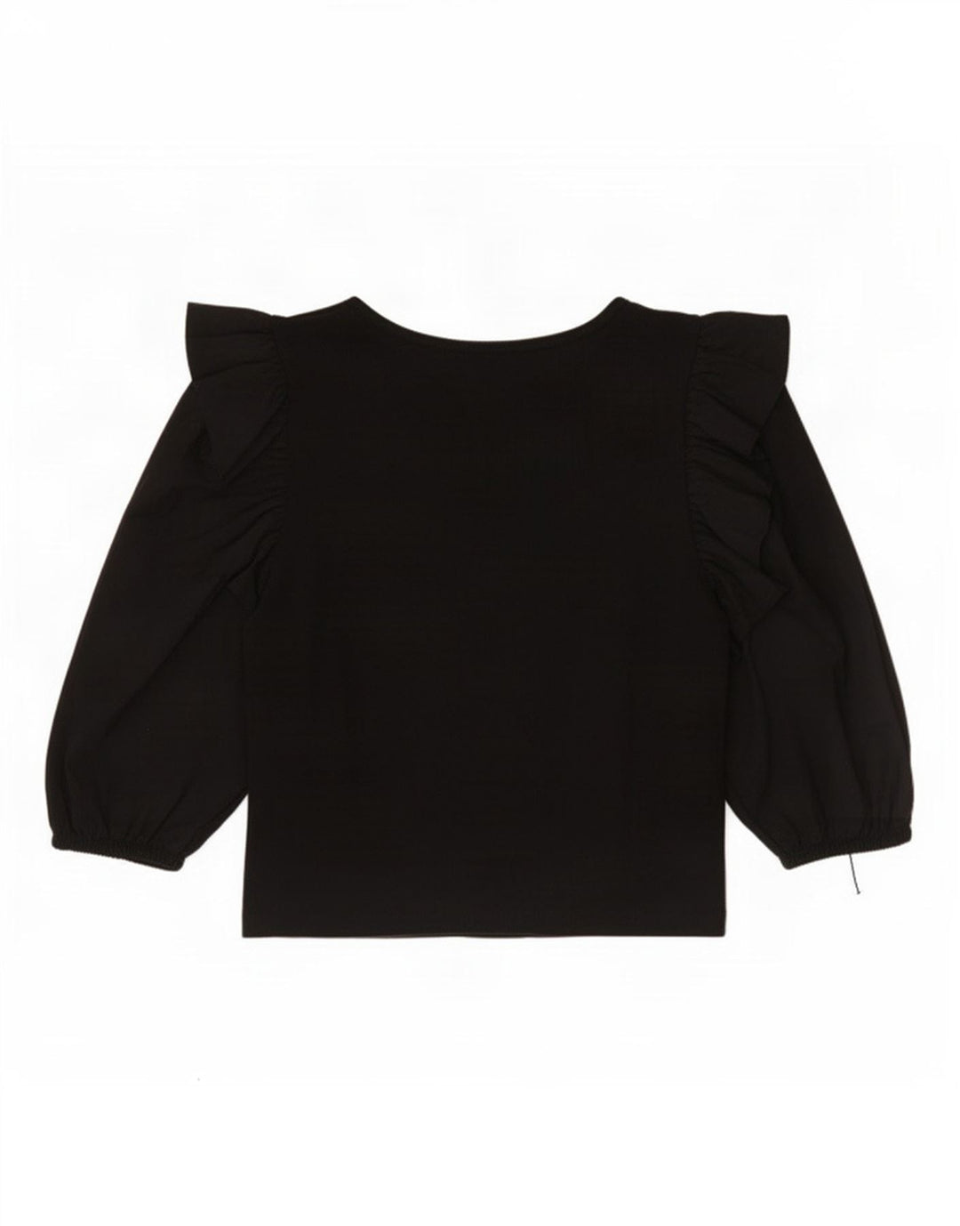 Zara Womens 3/4 Sleeve Crop Top UK 12 Medium Black Cotton